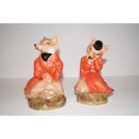 2 Staffordshire foxes Height 21 cm