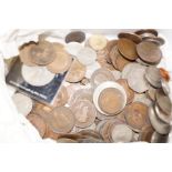 Box of British coins, mainly copper