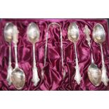 Case set of silver spoon & sugar nibs Birmingham h