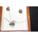 Silver necklace pendant & earring set