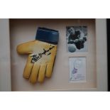 Eddie Hopkinson signed goal keeper glove in framed