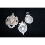 3 Silver watch chain fobs