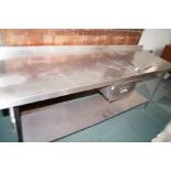 Stainless steel catering work top with draw Heigh
