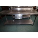 Stainless steel catering work top with draw Height
