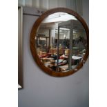 Wood frame circular mirror