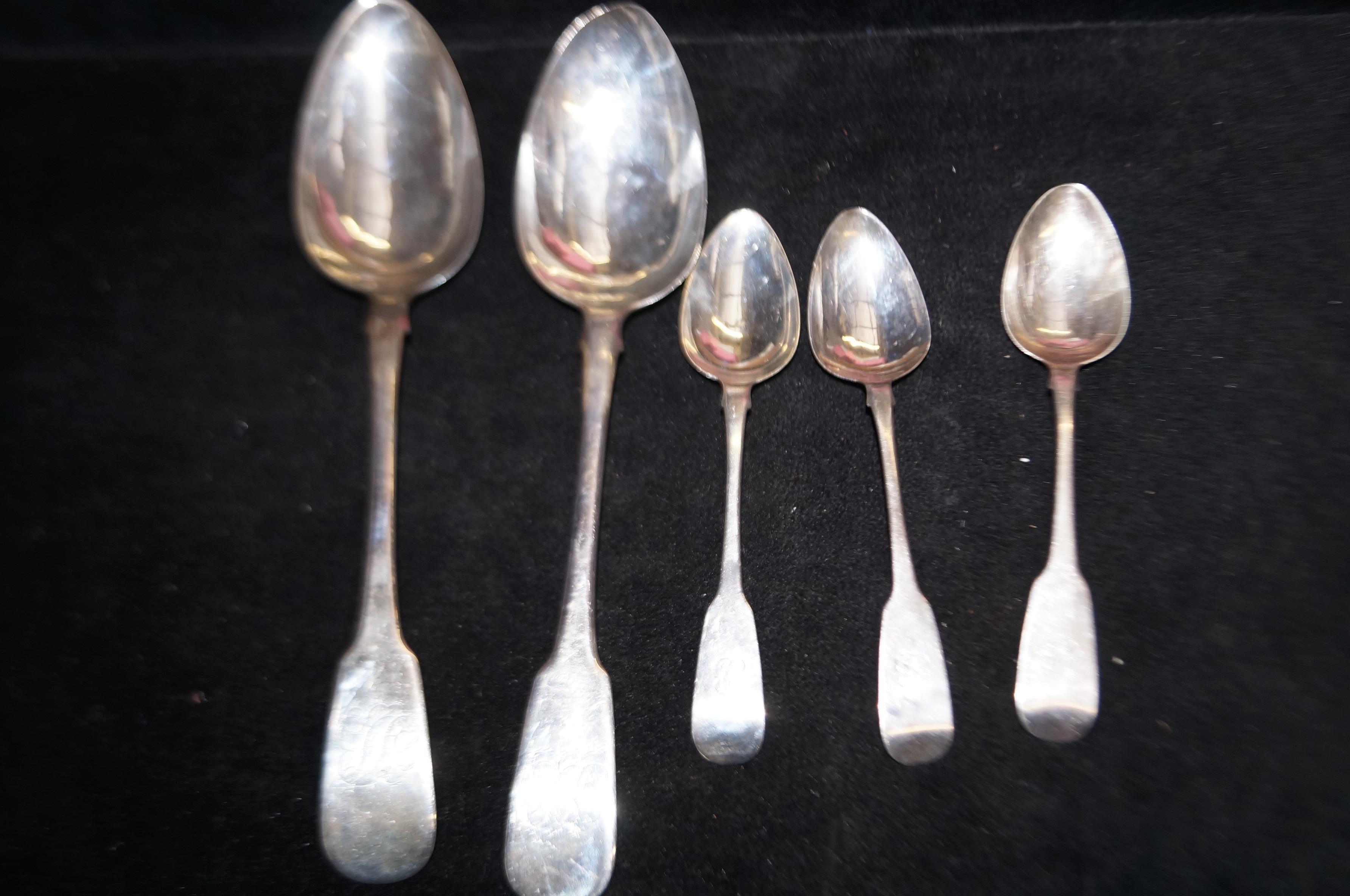 2x Irish hallmarked serving spoons together with 3