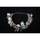 Silver Charm Bracelet with 25 Silver Charms (Weigh