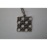 Scandinavian Retro Silver Pendant and Chain