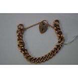 9ct Gold Bracelet with Safety Chain and Heart Lock