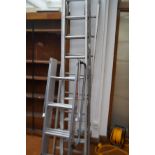 Aluminium set 3 ladders together with a aluminium