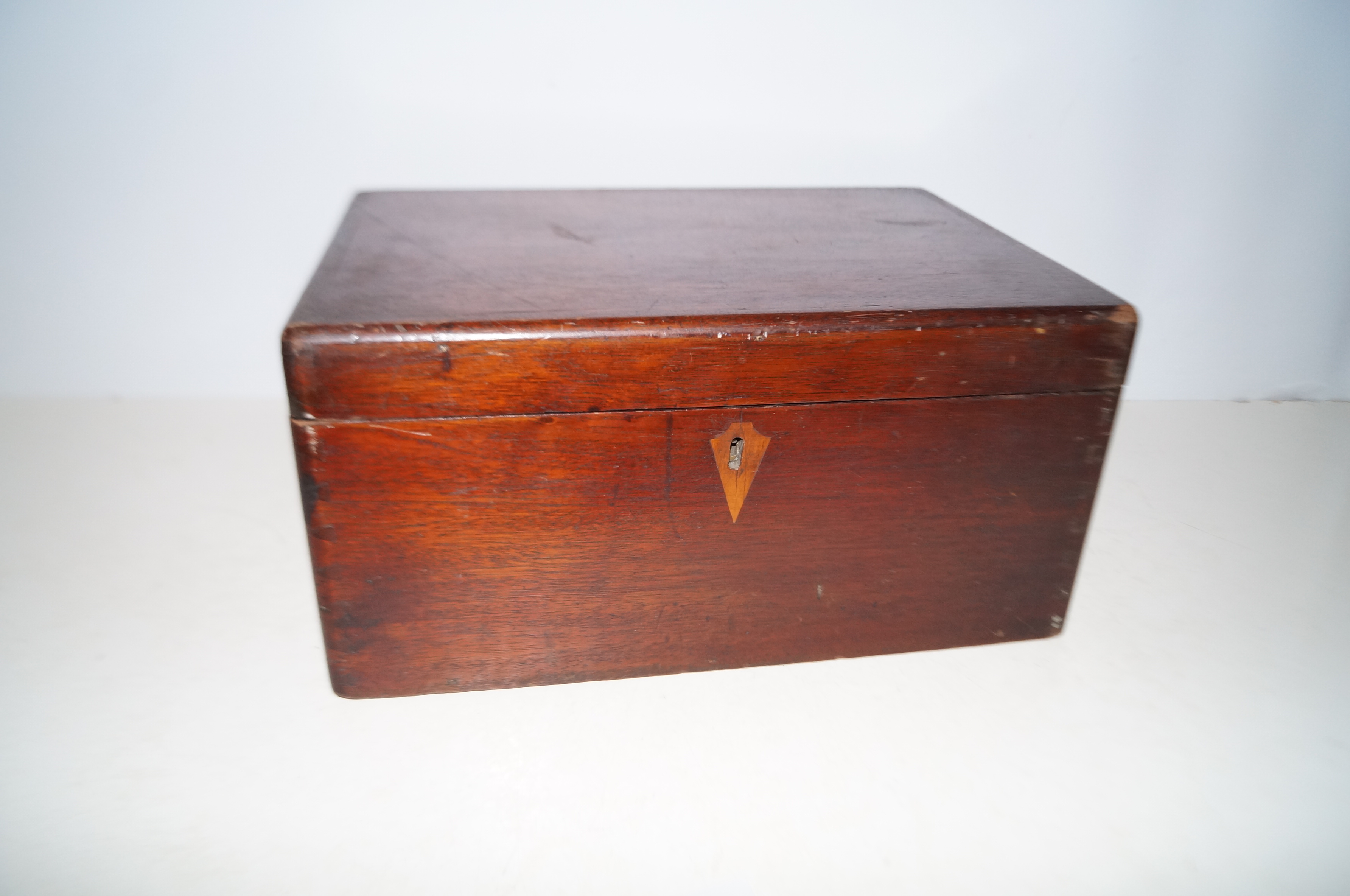 Victorian wooden box with inner shelf