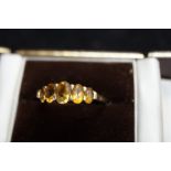 9ct Gold & Citrine five stone dress ring Size T