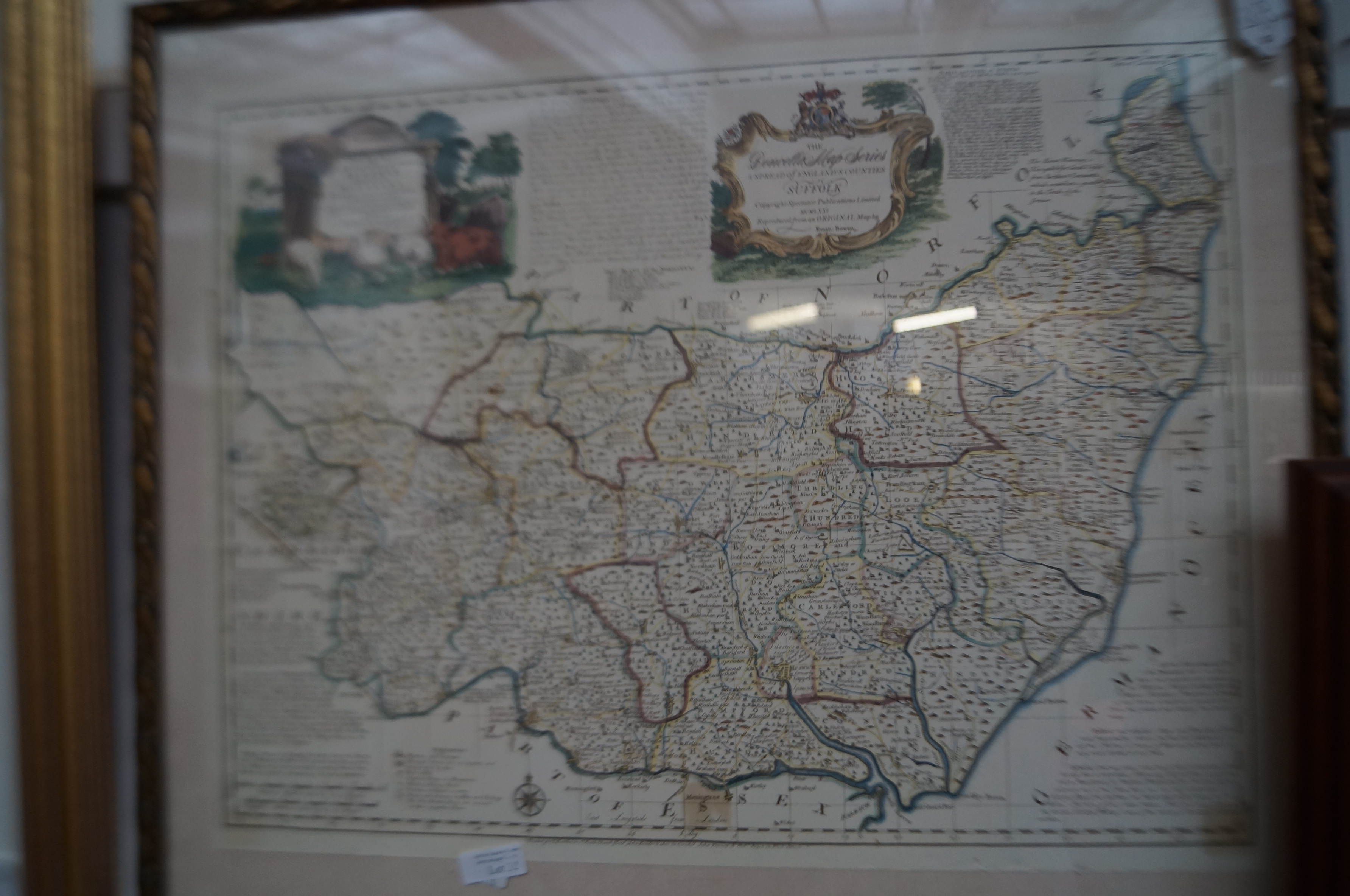 Framed map of suffolk