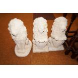 3x Stoneware garden lions