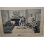 Early framed engraving signed W Dandy Saddler with