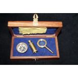 Cased nautical instrument set