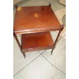 Marquetry inlaid quarter vernier side table on cas