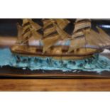 Ship in bottle W.L Bark 1958 on stand