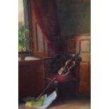 Oil on canvas violin on chair