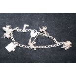 Silver Charm Bracelet with 13 Charms