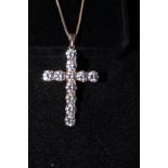 Silver necklace with CZ set Cross shaped pendant