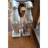 Pair of stoneware whippets