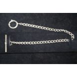 Gents Silver Watch Chain with T Bar