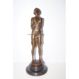 Bronze topless women on a marble base Height 36 cm