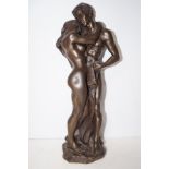 Bronzed figure of a nude man & woman 'The lovers' signed R. Cameron