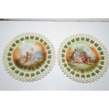 Pair of early ribbon plates (Slight nibbles) Diame