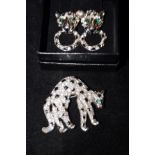 Leopard brooch & earrings