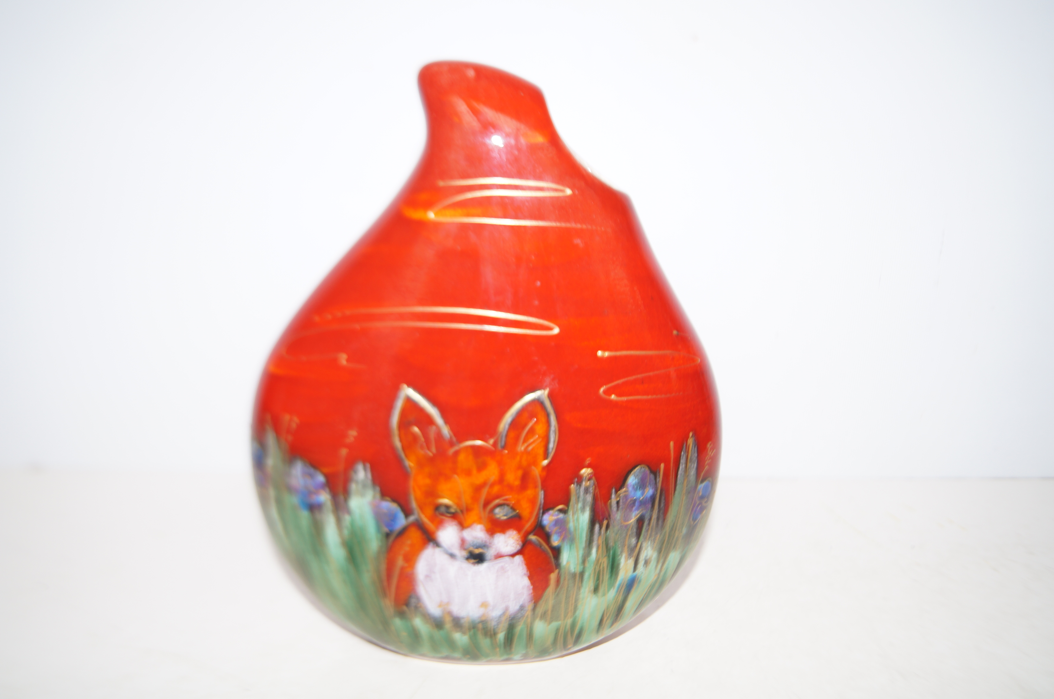 Anita Harris Fox Vase. Height 23cm