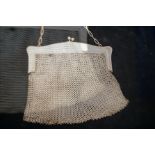 White metal chain mail purse