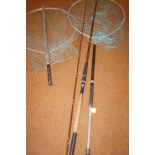 Vintage fishing rod & 2 fishing nets