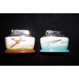 2 Minton table lighters for Ronson signed A.Hollan