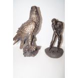 2 Bronzed resin figures Height 26 cm