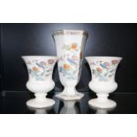 3 Wedgwood vases kutani crane pattern Tallest 20 c