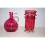 Cranberry glass jug together with a vase Tallest 2
