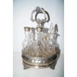 Silver plated part cruet set, together with plated