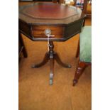 Octagonal leather inlaid table