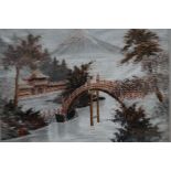 Mid century Mount Fuji silk embroidery - Souvenir brought back by an RAF serviceman who had been sta