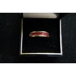 9ct Gold ring set with 10 rubies