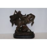 Bronze model of a viking on horse back