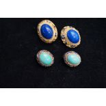 2 Pairs of Chinese silver & enamel earrings, one w