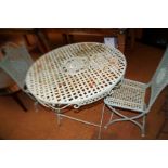 Metal patio table with 2 chairs