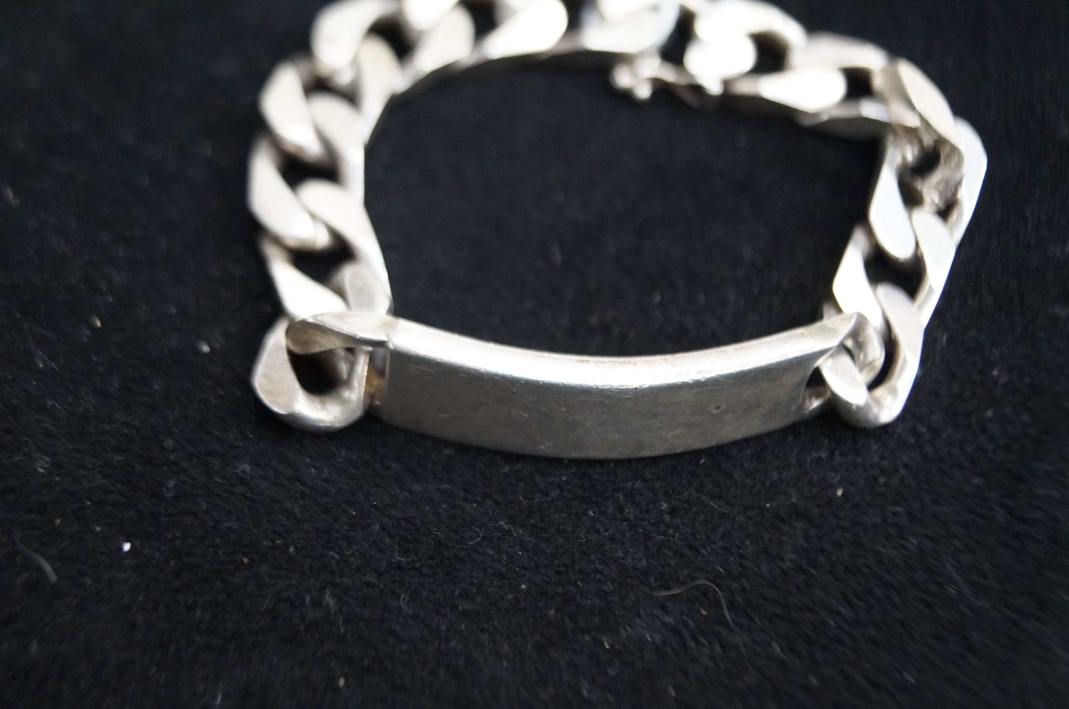 Silver mens ID bracelet with vacant cartouche Weig