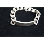 Silver mens ID bracelet with vacant cartouche Weig