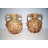 Pair of early 20th century twin handled vases with