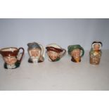 Collection of 5 Royal Doulton character jugs