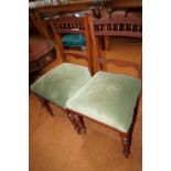 Pair of late Victorian over stuffed side chairs